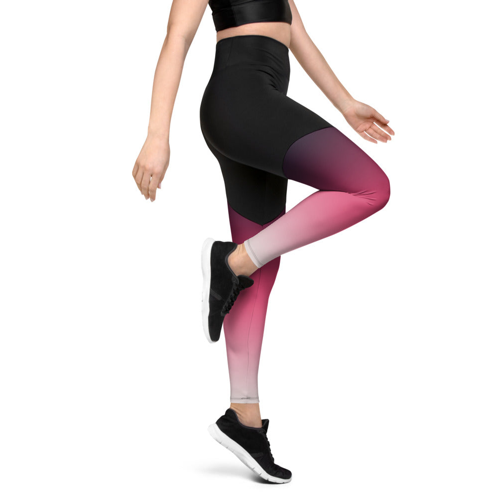 Red Pink Gradient Sports Leggings