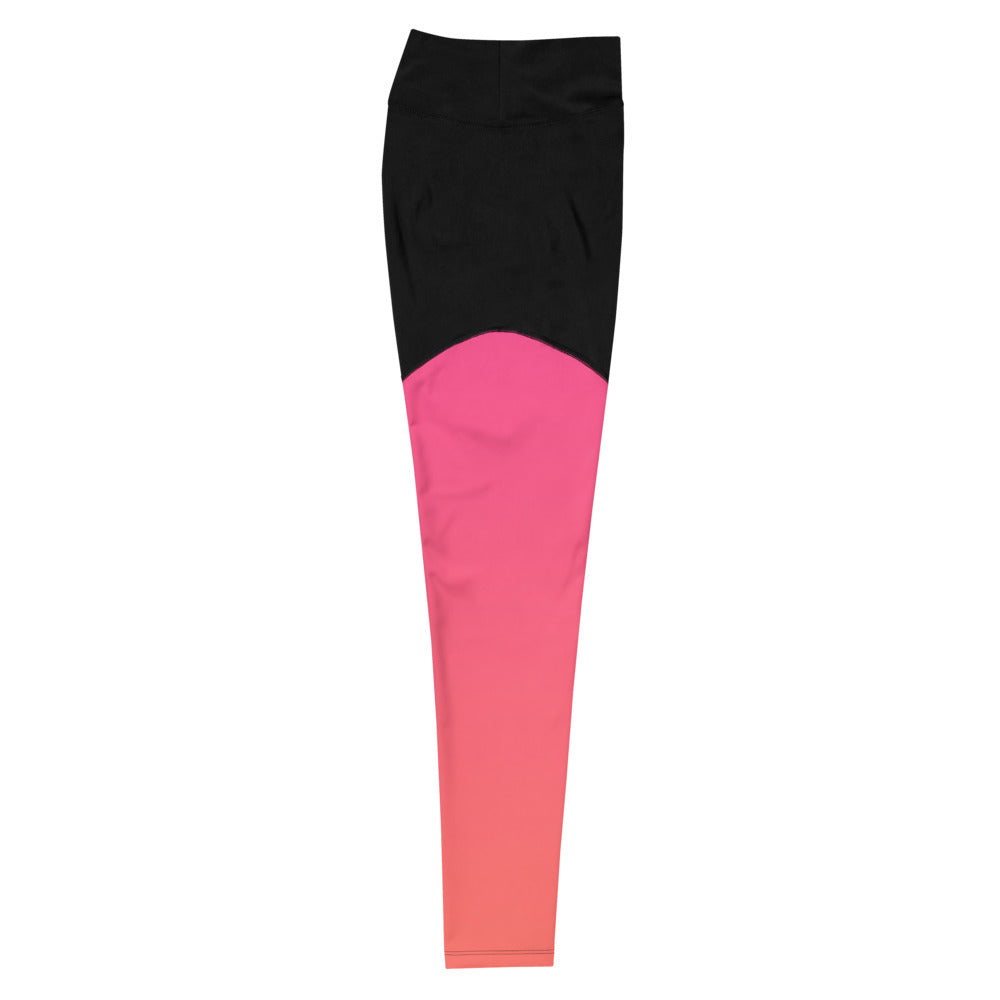 Pink Orange Gradient Sports Leggings