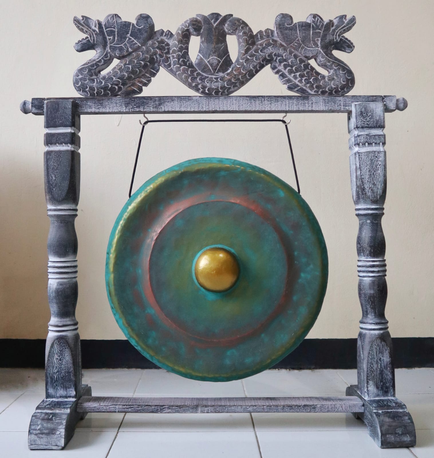 Medium Healing Gong in Stand - 20 inches- Greenwash