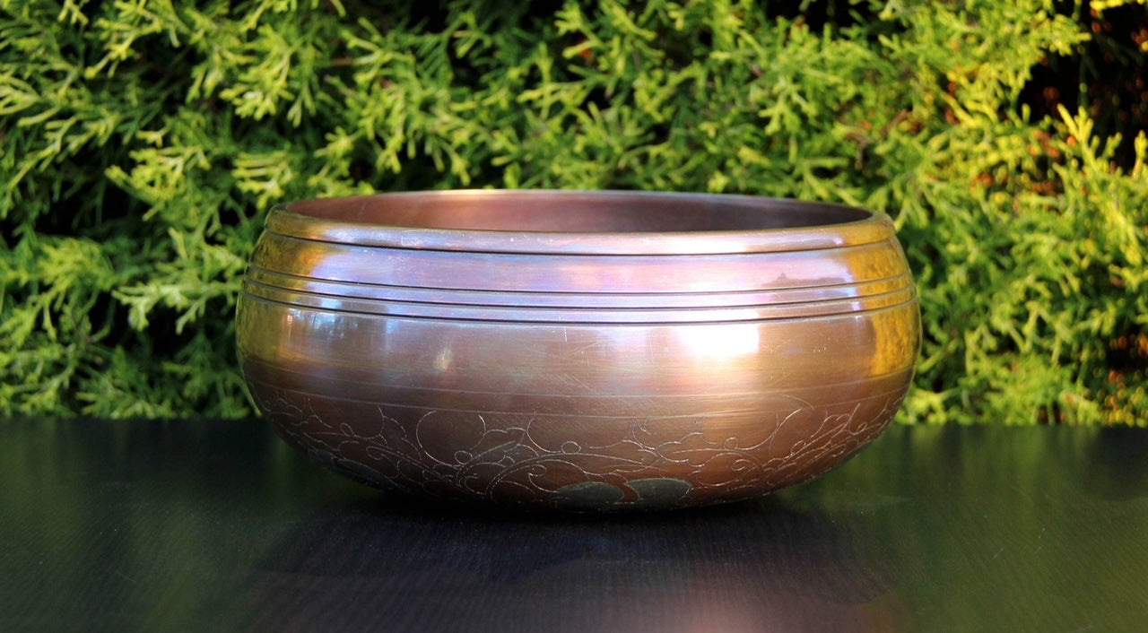 Culpa Astamandala Carving Silver 3 Metals, Copper, Antique Singing Bowl. (High Quality)