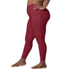 Deep Red Crossover Waist Leggings With Pockets