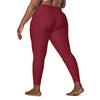 Deep Red Crossover Waist Leggings With Pockets