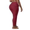 Deep Red Crossover Waist Leggings With Pockets