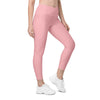 Pink Crossover Waist Leggings With Pockets