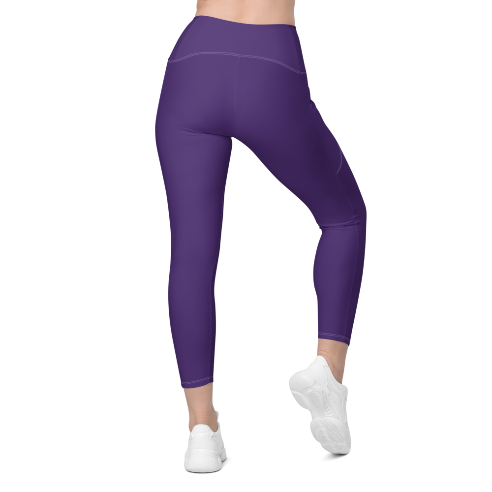 Leggings With Pockets for Women Fitness Exercise Stretch Skinny Suckled  Compression Pants Purple XL 
