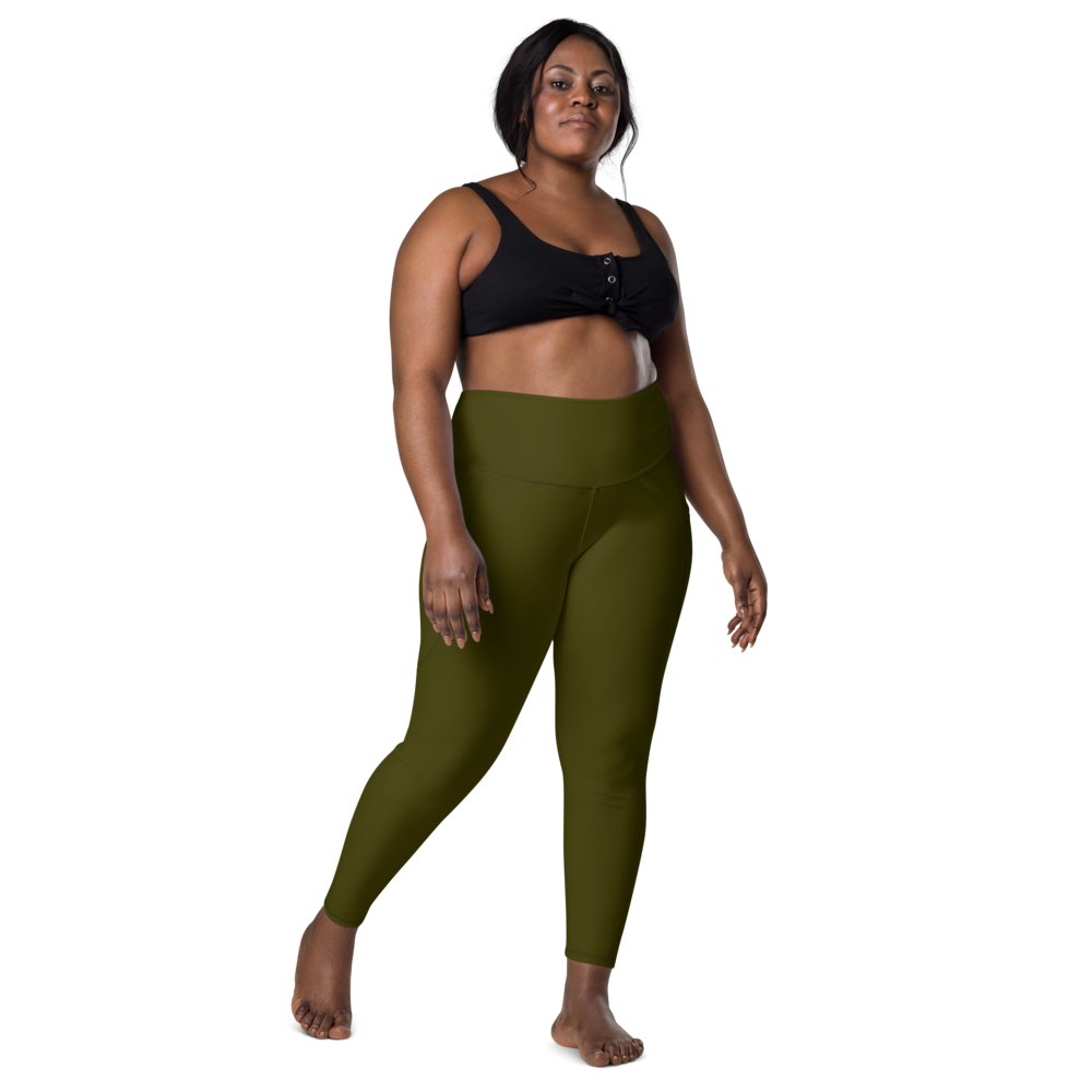 Solid Army Green Leggings With Pockets Sunia Yoga