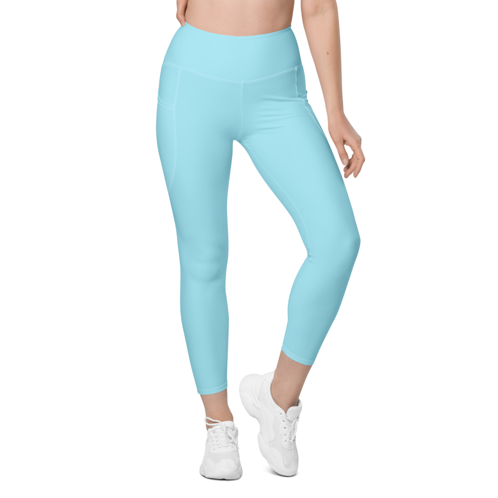Solid Blizzard Blue Leggings With Pockets