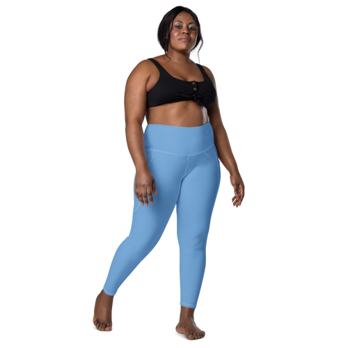Solid Jordy Blue Leggings With Pockets
