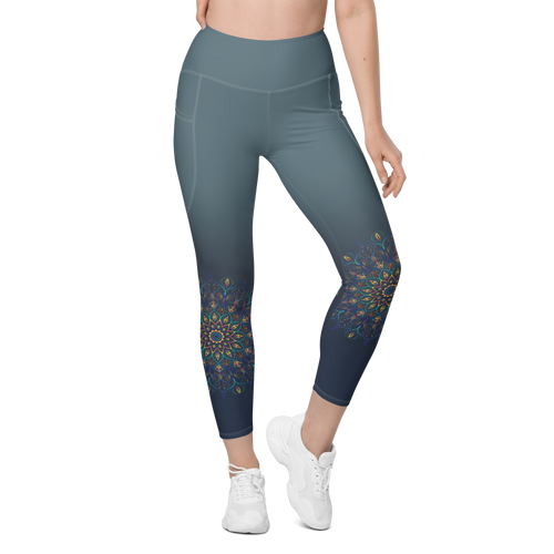 Peacock Feathers High Waist Leggings with Pockets