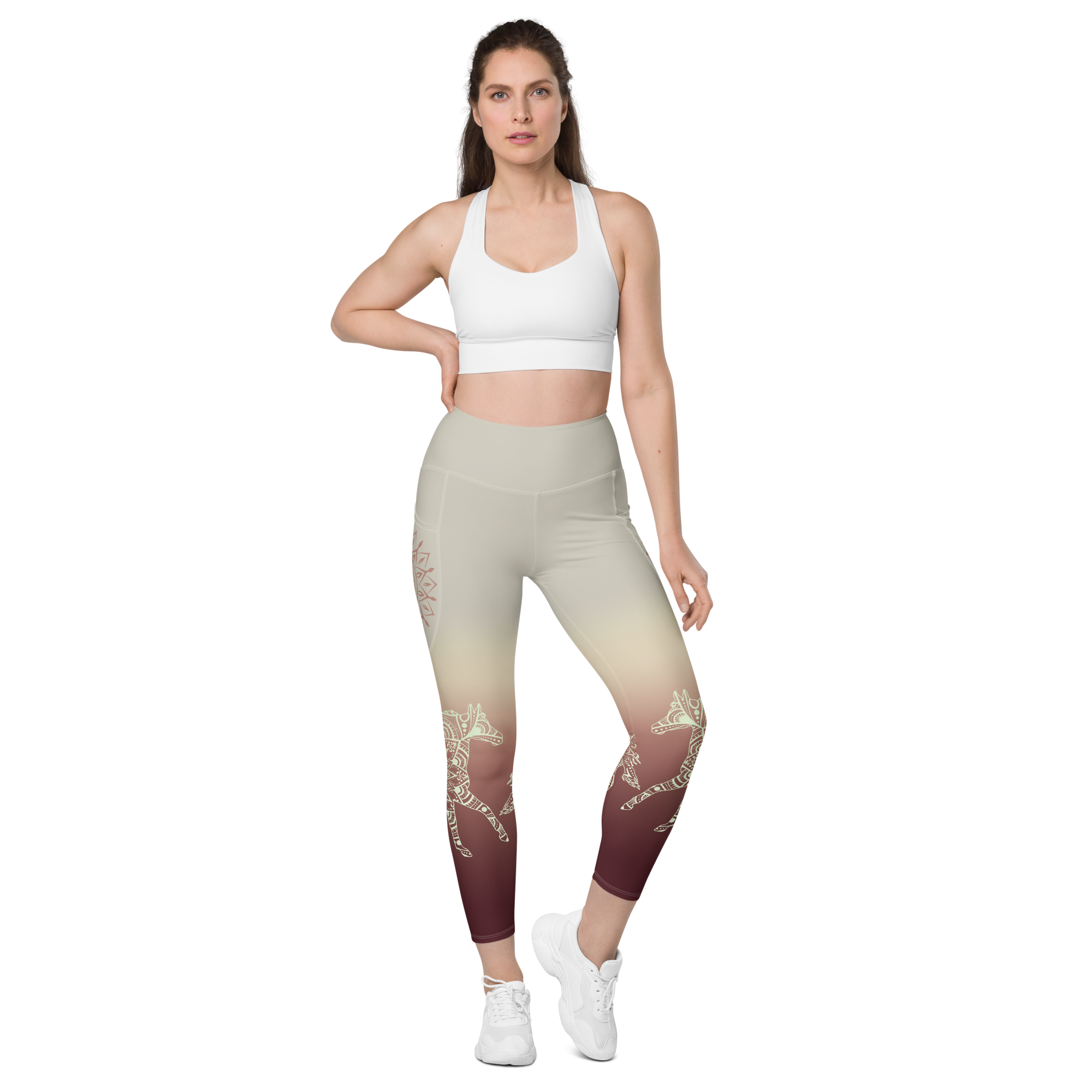 Gradient Grey High Waist Leggings with Pockets