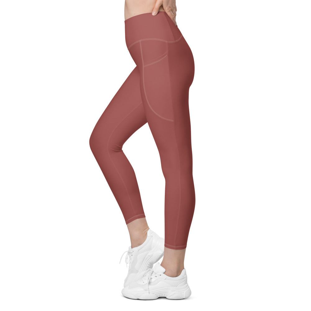 Solid Terracota Leggings With Pockets