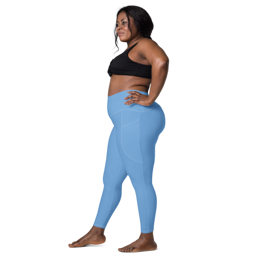 Solid Jordy Blue Leggings With Pockets