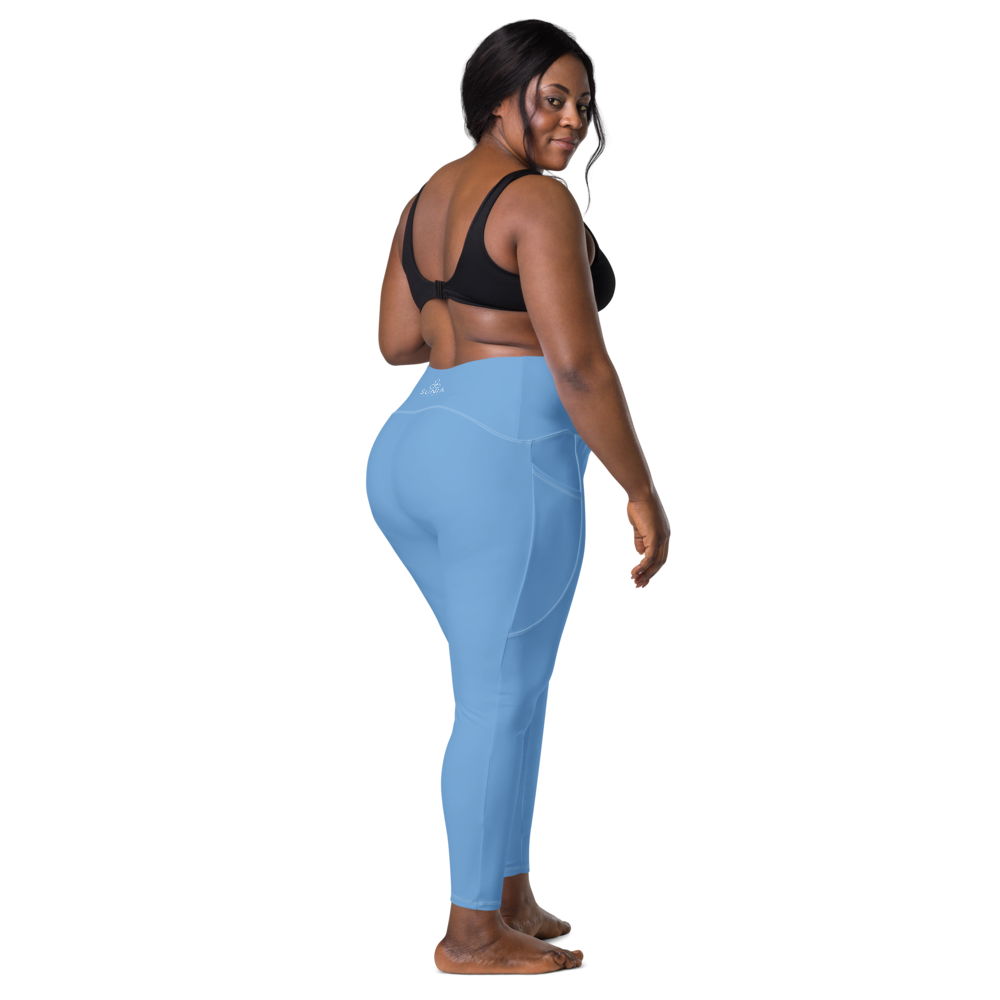 Solid Jordy Blue Leggings With Pockets