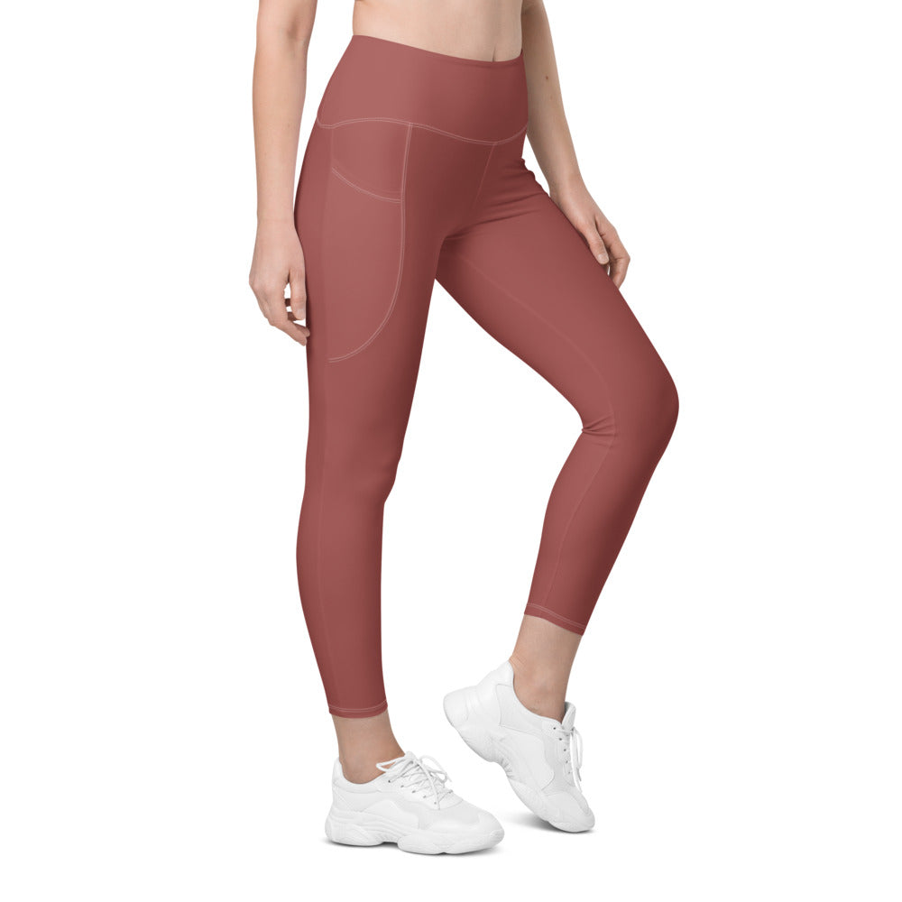 Solid Terracota Leggings With Pockets