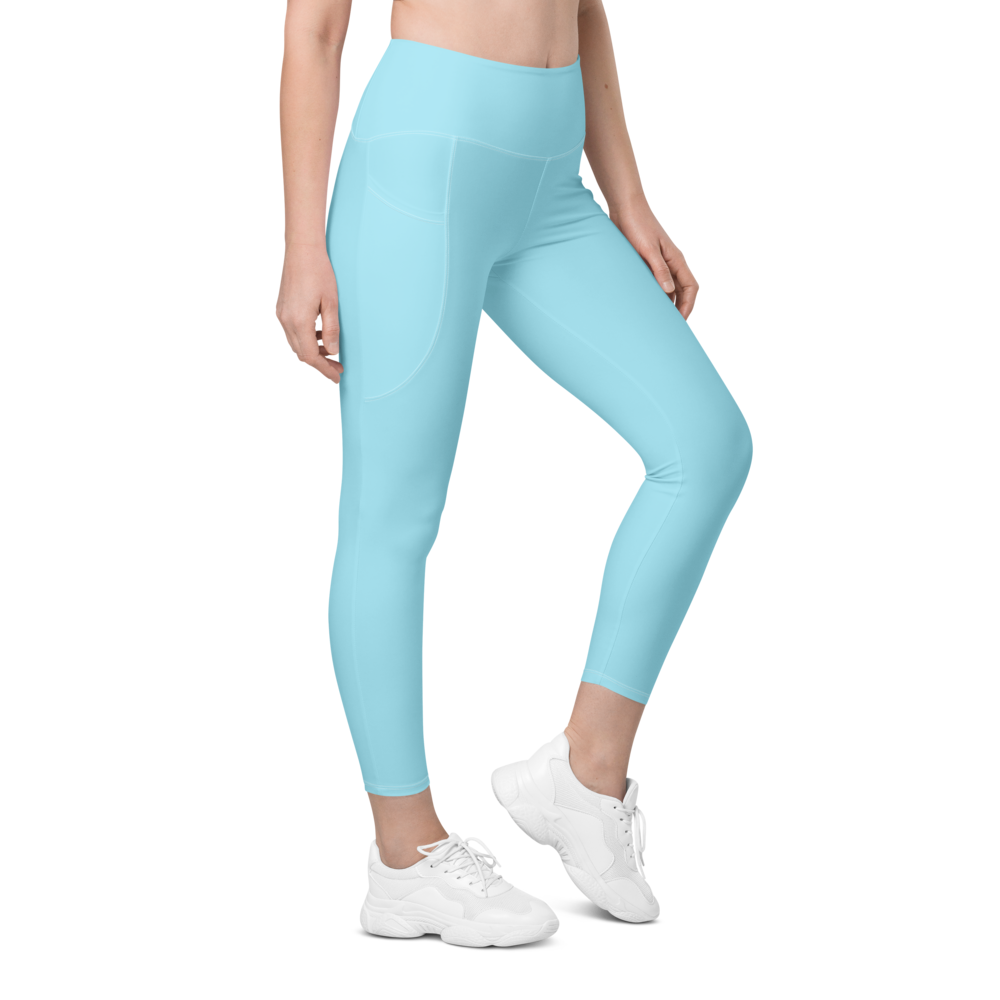 Solid Blizzard Blue Leggings With Pockets