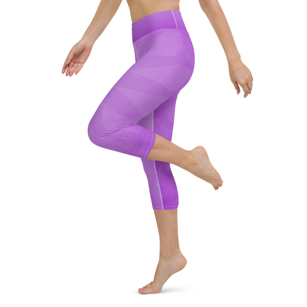 Lavender Mandala High Waist Yoga Capri Leggings