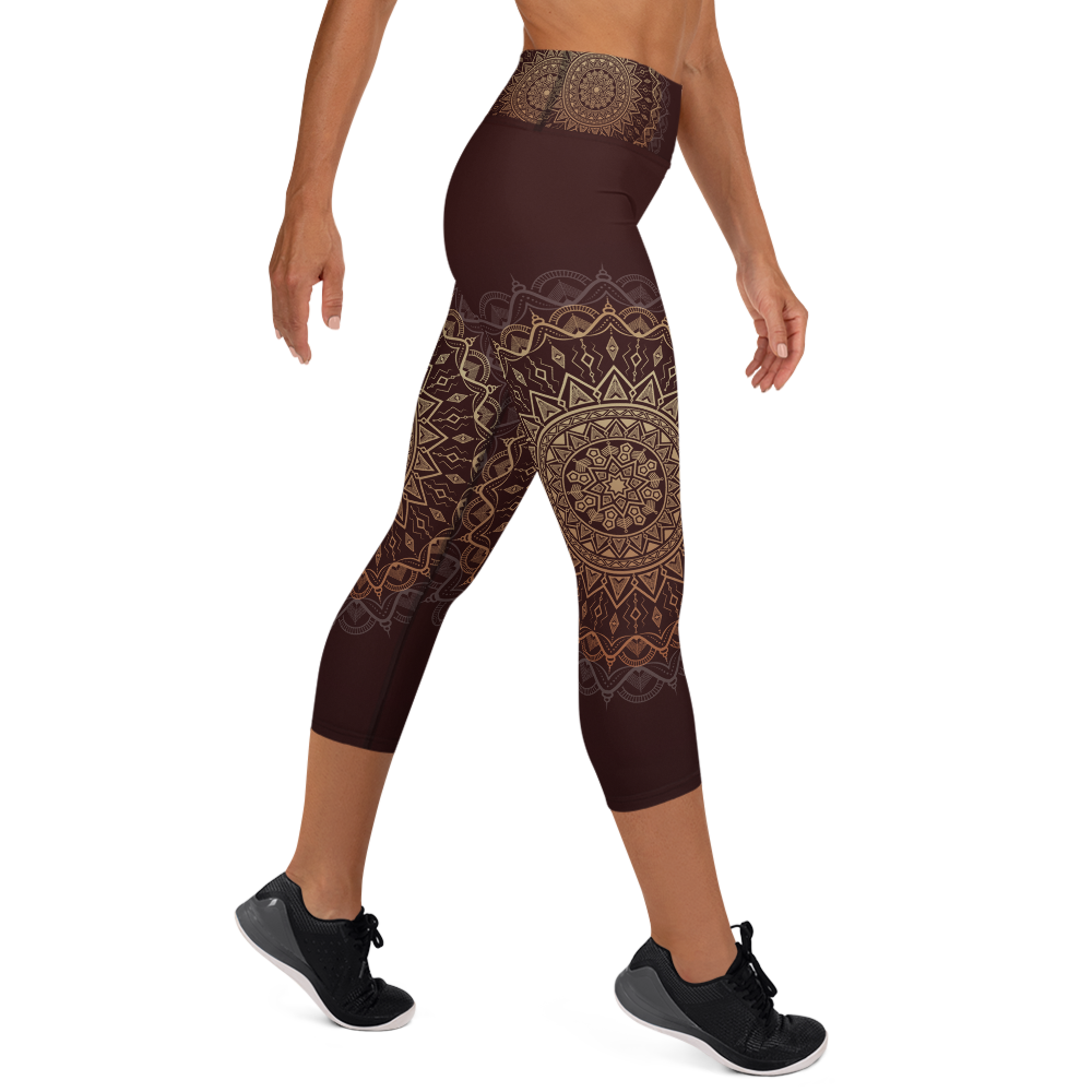 Sandalwood Mandala High Waist Yoga Capri Leggings