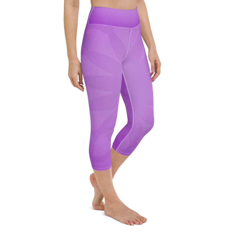 Lavender Mandala High Waist Yoga Capri Leggings
