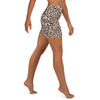 Leopard Cream High Waist Yoga Shorts