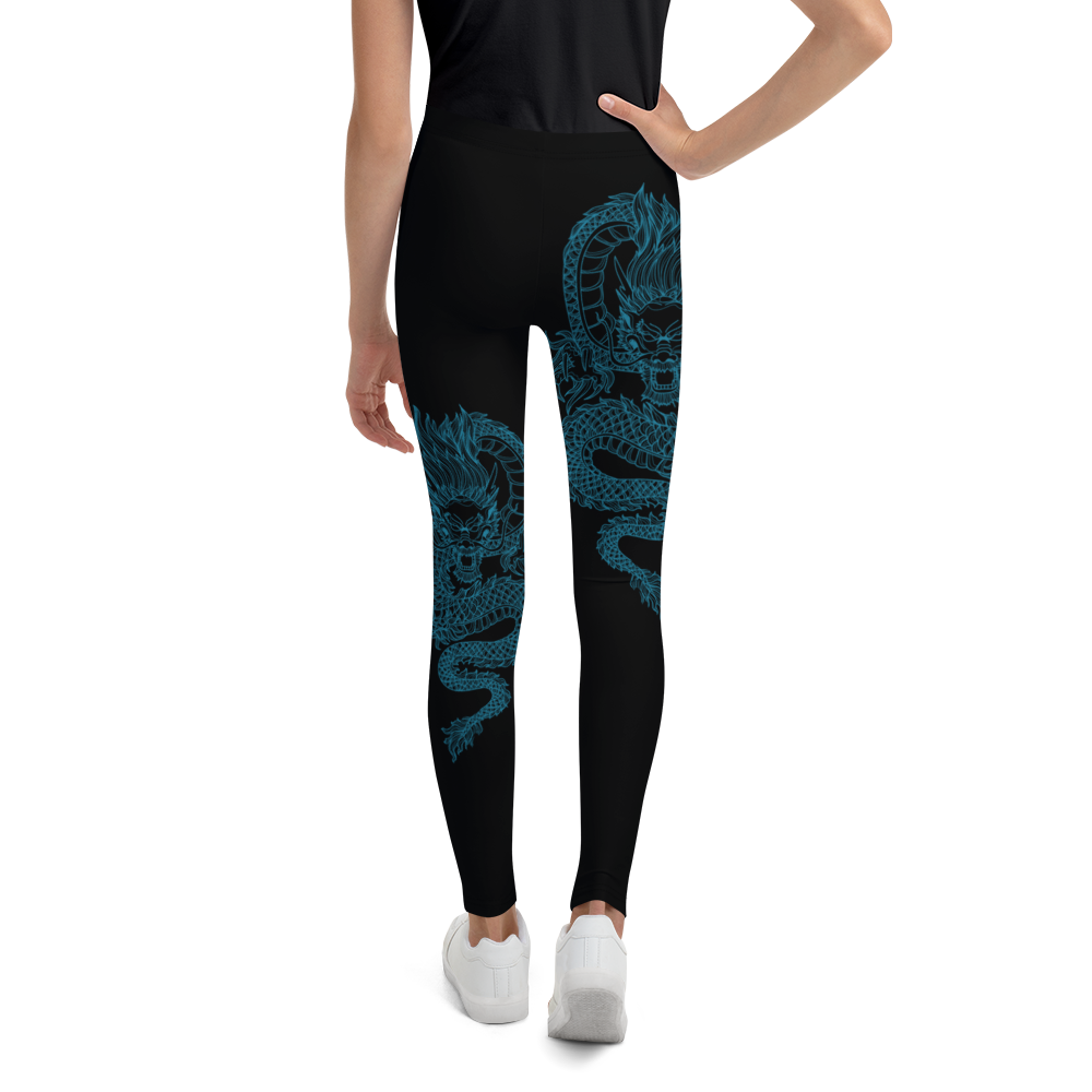Blue Double Dragon Youth Leggings