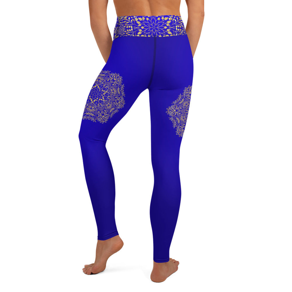 Blue & Gold Mandala High Waist Womens Yoga Leggings – Sunia Yoga